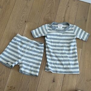 Hanna Andersson Kids Striped ORGANIC Pajamas Set GRAY SHORT PJ 6 7